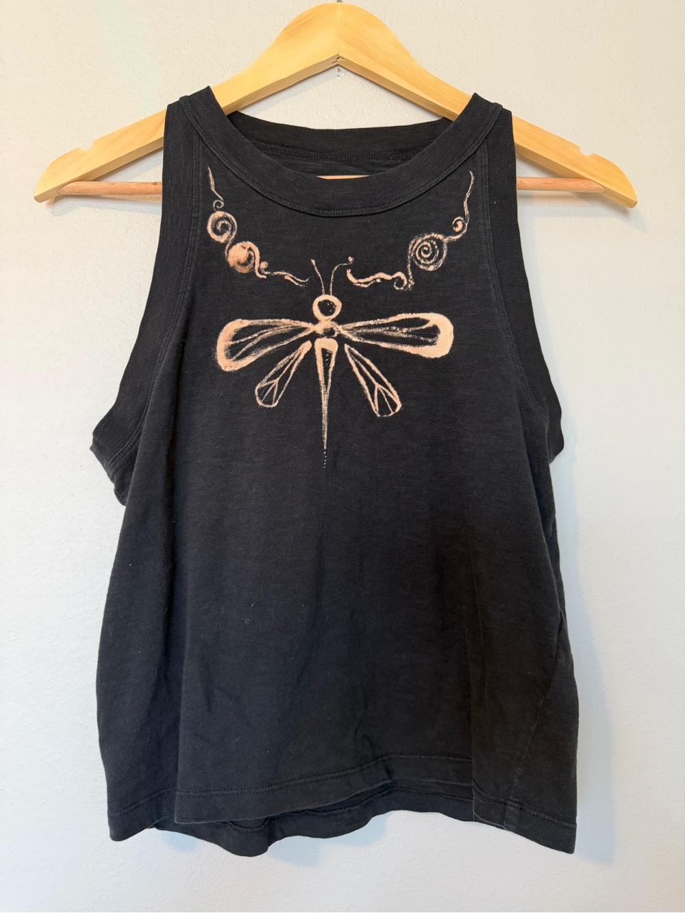 J. Crew Black Tank with Dragonfly Graphic